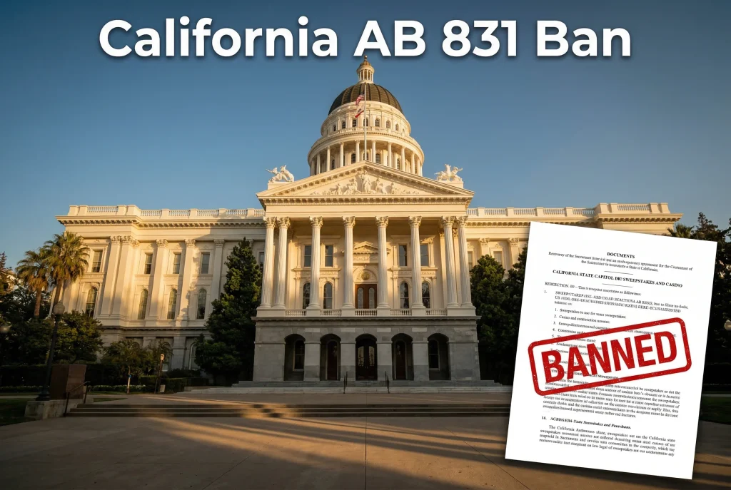 California AB 831 sweepstakes casino ban analysis and impact