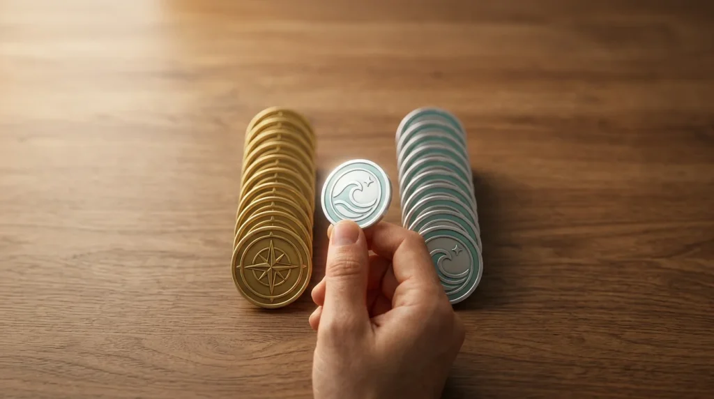 Sweepstakes casino dual-currency model showing Gold Coins and Sweeps Coins